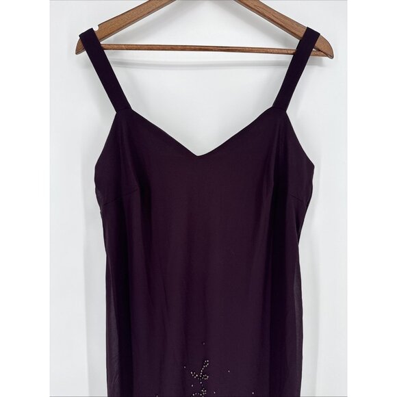 New R&M Richards Women's Size 14 Purple Sleeveless Beaded A-Line Cocktail Dress - Picture 5 of 10
